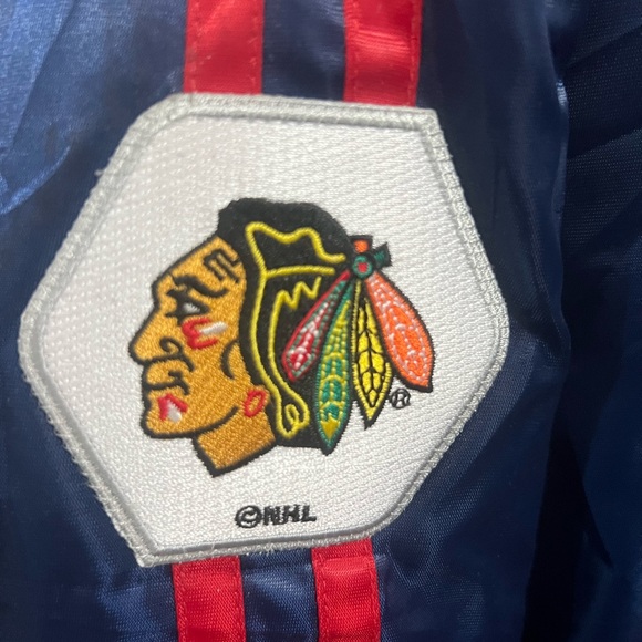 STARTER Chicago Blackhawks  NHL Varsity Satin Winter Jacket Extra Large Blue - Picture 6 of 8